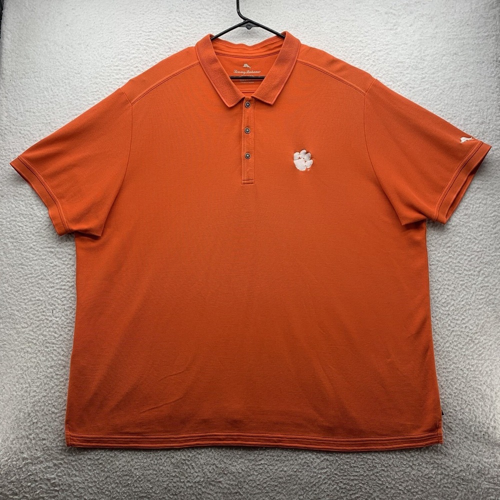 Tommy Bahama Clemson Tigers Polo Shirt Mens 3XL Orange Supima Cotton ACC NCAA‎